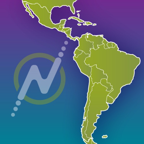 Latin America map with Ndustrial logo