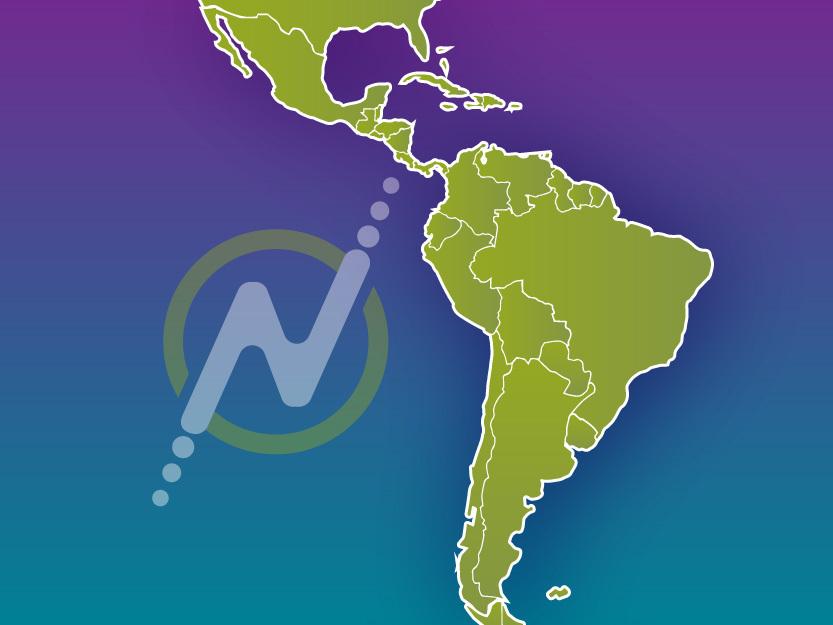 Latin America map with Ndustrial logo